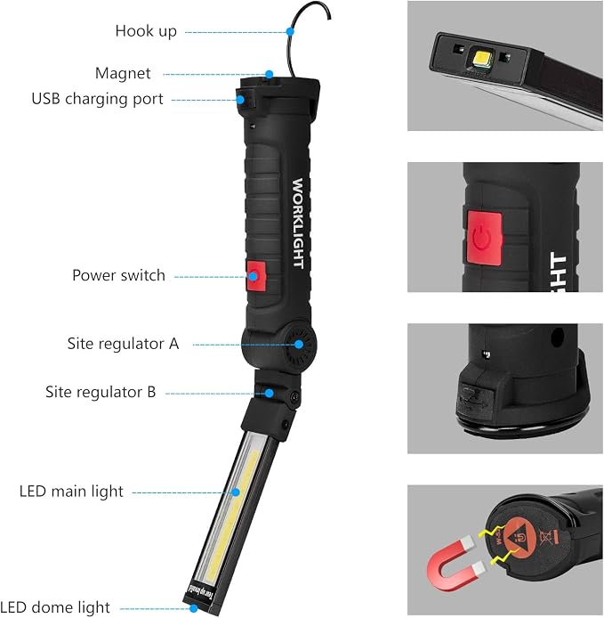 Gifts for Men 3Pack LED Flashlight, Rechargeable Work Lights - Image 4