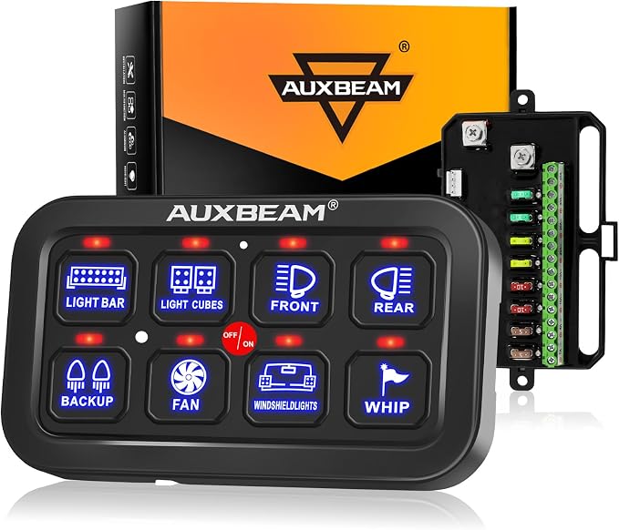 Auxbeam 8 Gang Switch Panel BA80 Automatic Dimmable LED Touch Control Panel Box by Auxbeam