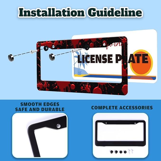 Red Blood Drop License Plate Frame Blood Spatter License Plate Holder - Image 4
