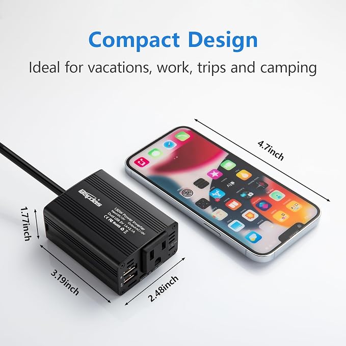 150W Car Power Inverter DC 12V to 110V AC Car Adapter - Image 4