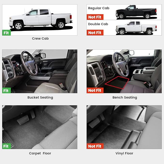 LASFIT Floor Mats 2014-2018 for Chevrolet Chevy Silverado/GMC Sierra 1500 Only - Image 2