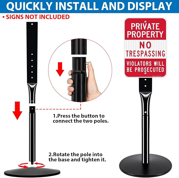 2Pack Heavy Duty Parking Sign Post - Image 6
