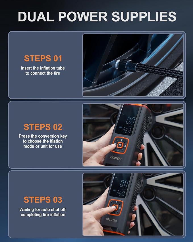 Tire Inflator Portable Air Compressor, 6X Faster 180 PSI Cordless Air Compressor - Image 7
