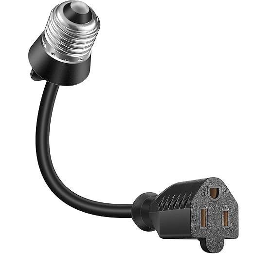 Feekoon 1 Pack 3 Outlet Light Socket Adapter, Convert E26/E27 Bulb Socket to 3 by FEEKOON