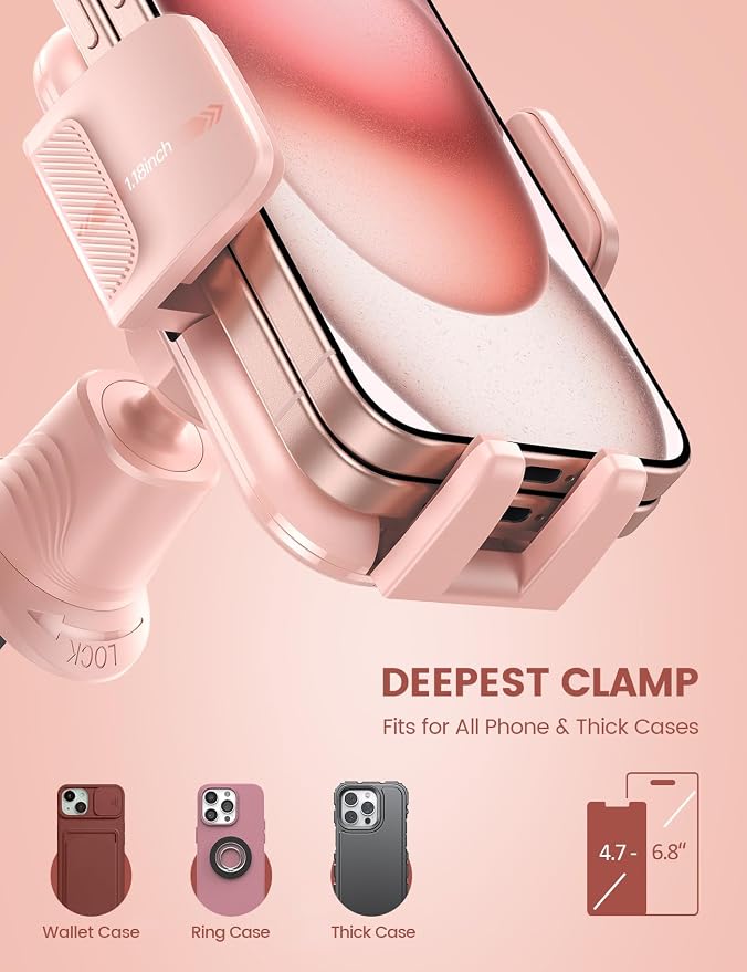 Lamicall 2025 Wider Clamp & Metal Hook Car Phone Holder Vent Phone Holders - Image 2