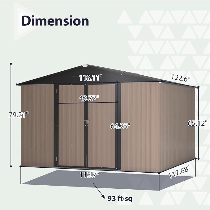 10 x 10 FT Outdoor Storage Shed, Large Metal Tool Sheds - Image 2