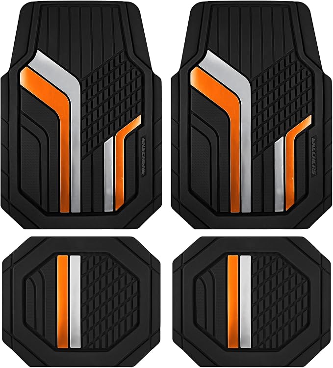 Skechers Heavy Duty Rubber Car Floor Mats, Dual Color Design Floor Mats by Skechers