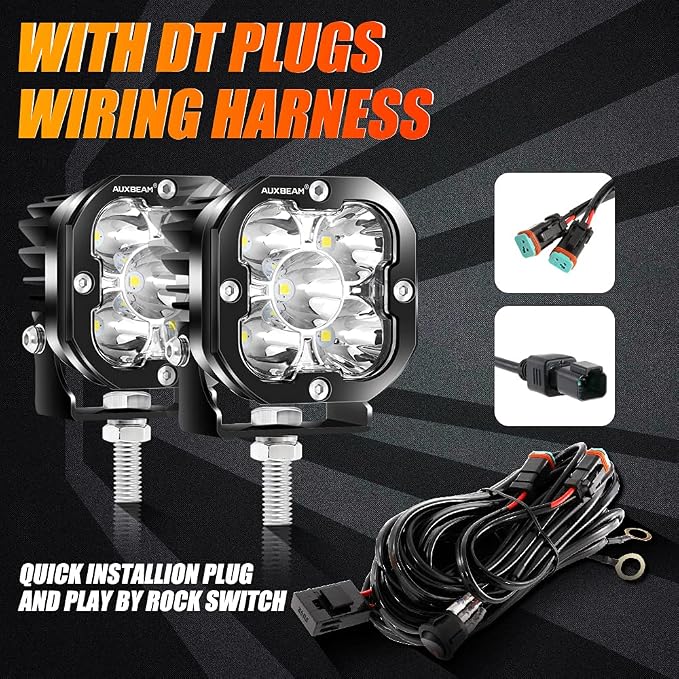 Auxbeam XP-Ultra Series 3 Inch LED Pods 80W 9600LM Offroad Driving Lights White - Image 8