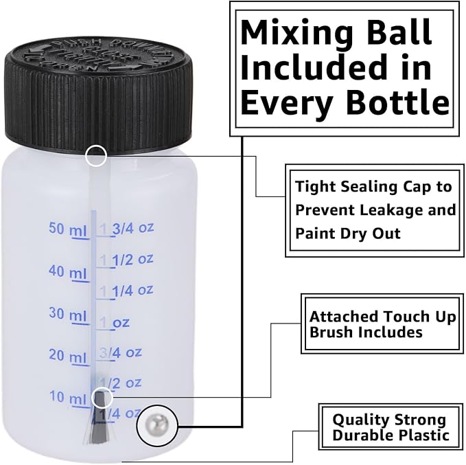 CYEAH 50 Pcs Touch Up Paint Container, 2 oz Paint Touch Up Bottles - Image 3