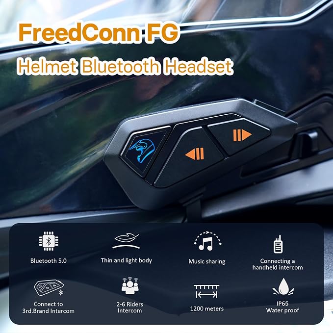FreedConn FG Motorcycle Helmet Bluetooth Headset, Motorcycle Communication - Image 2