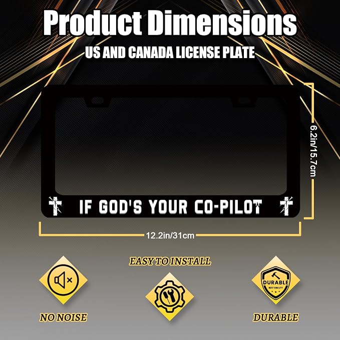 If God‘s Your Co-Pilot License Plate Frame Funny Jesus License Plate Stainless - Image 2