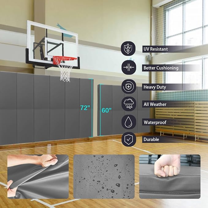 PROGOAL 60"/72" High Gym Wall Padding 2"/4" Thick Foam Basketball Court Wall - Image 4