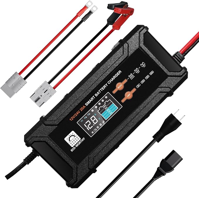 ECO-Worthy 12V/24V 20A Smart Battery Charger Maintainer, Auto Voltage Detect by ECO-WORTHY