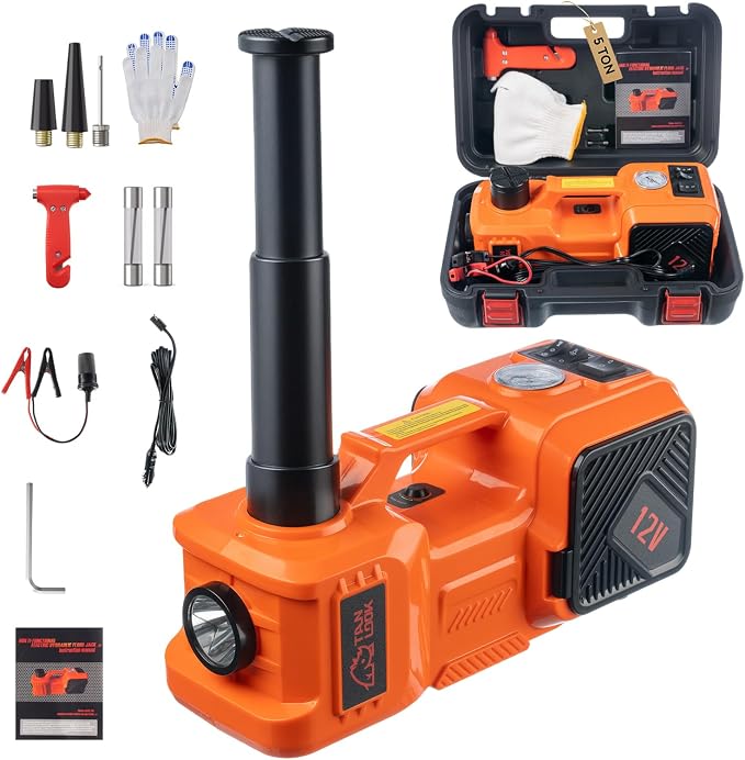 Electric Car Jack Kit with Hydraulic Lift 5-Ton, Tire Inflator Heavy-Duty 12V by Unknown