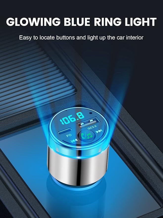 FM Transmitter for Car Bluetooth 5.3, All-Metal PD 20W & QC3.0 18W Fast Charger - Image 5