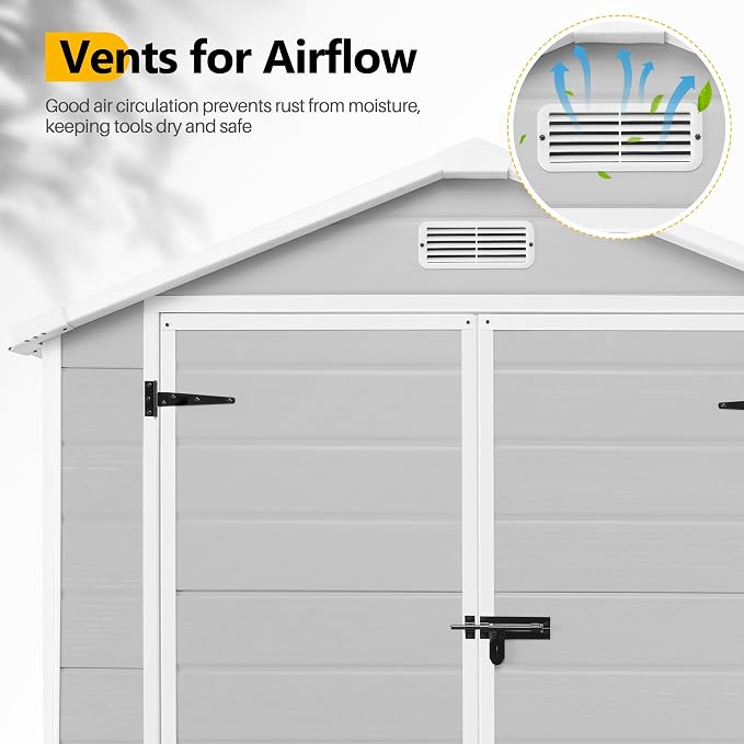 6 * 4.4 FT Resin Outdoor Storage Shed Plastic Shed - Image 2
