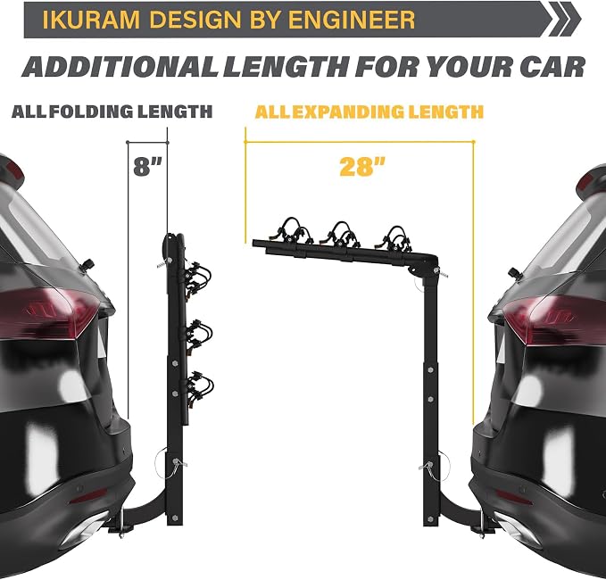 3 Bike Rack Bicycle Carrier Racks Hitch Mount Double Foldable Rack - Image 6