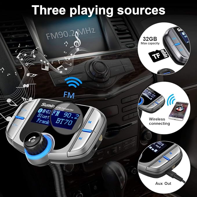 Upgraded Bluetooth FM Transmitter, Wireless Radio Adapter Hands Free Car Kit - Image 6