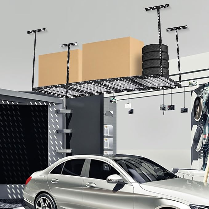 Overhead Garage Storage Rack 4x8 FT, Steel Ceiling Shelves 330lb Capacity - Image 6