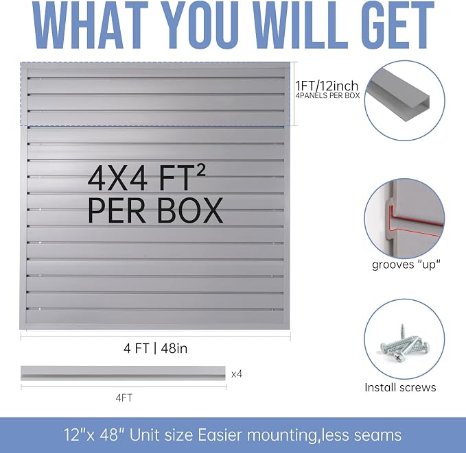 Slatwall Panels 4'x 4' Garage Slat Wall Storage Systems, Slat Wall Paneling - Image 4
