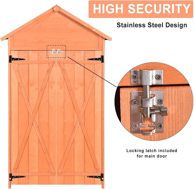 Wooden Tool Shed Large Outdoor Storage Cabinet & Garden Storage Shed - Image 5