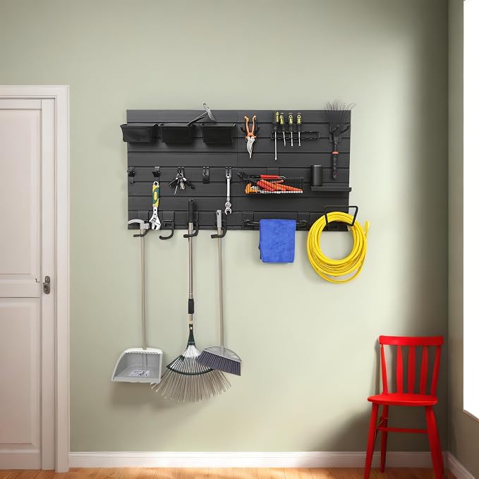 Black Tool storage wall Broom Holder Mop Hanger Wall Mount Plastic - Image 5