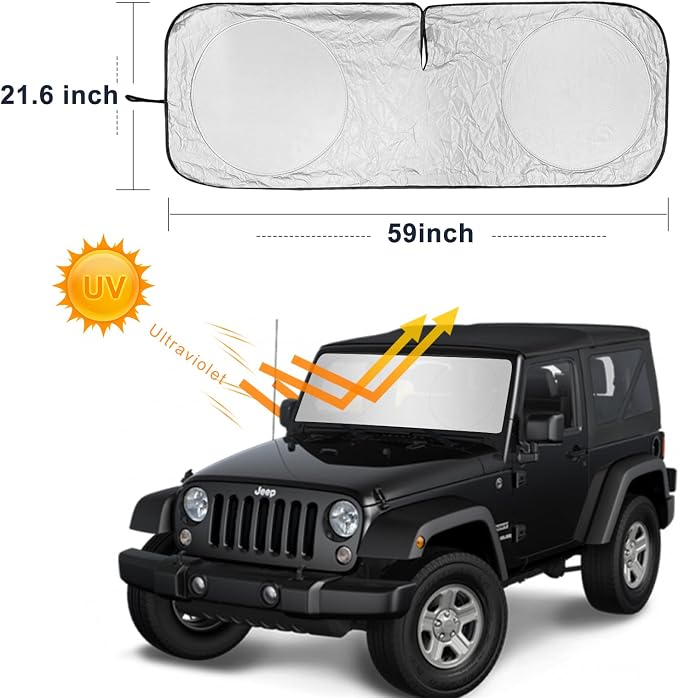 Sunshade Sun Shade for 2018-2024 2025 Jeep Wrangler JL JLu JK JKU Windshield - Image 7