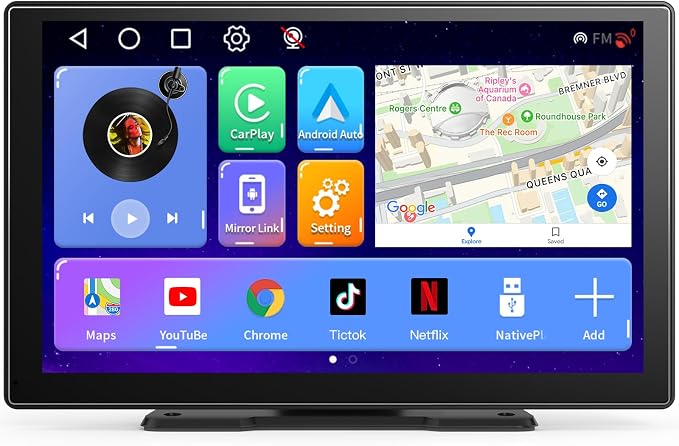 9 inch Wireless Apple Carplay and Android Auto, 4 Core IPS Touch Screen Mirror by Imagebon