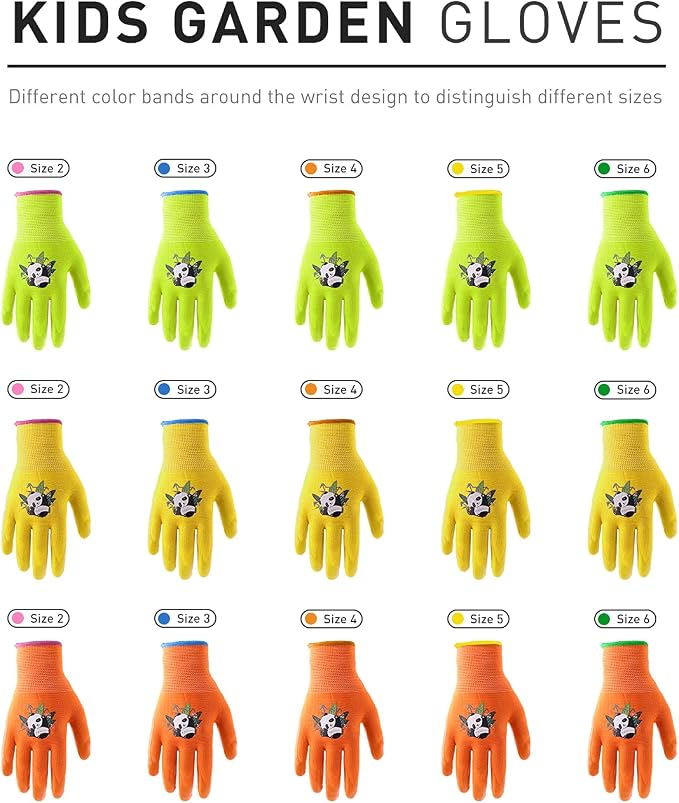HANDLANDY 3 Pairs Kids Gardening Gloves Latex Free, Nitrile Coated Children - Image 7
