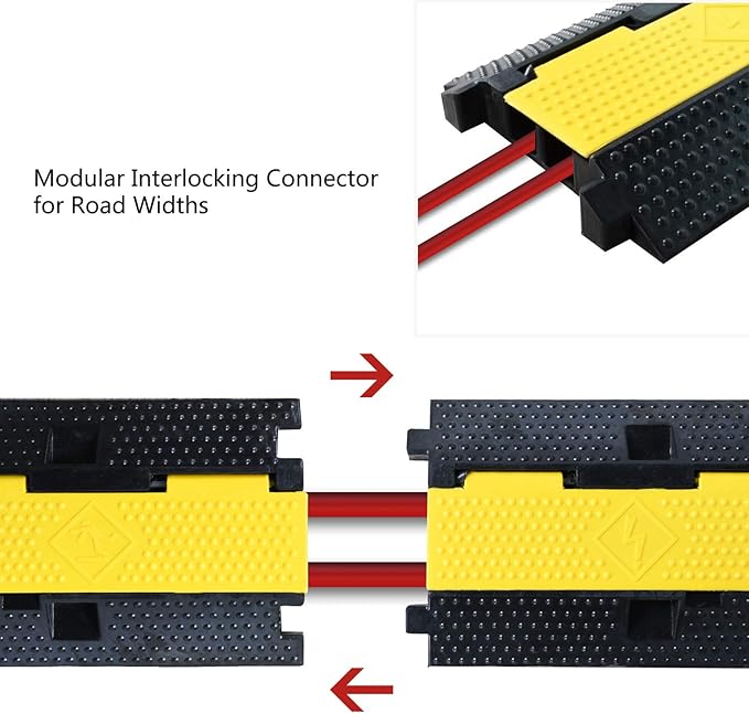 4 Pack Rubber Cable Ramp Hose Cable Protector Ramp 2 Channel 22000Lbs Load - Image 4