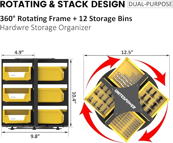 UNITEDPOWER Rotating Storage Bins, Tool Organizer, Hardware Crafts, Small Parts - Image 3