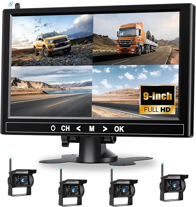 1080P Wireless RV Backup Camera System, 9 Inch Reverse Camera Monitor by OiLiehu