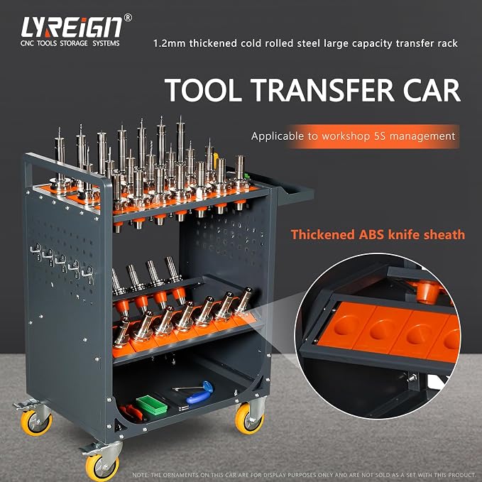 Grey Classic 40 Taper CNC Tool Holder Transfer Cart, 35 Capacity CAT/BT40 - Image 5