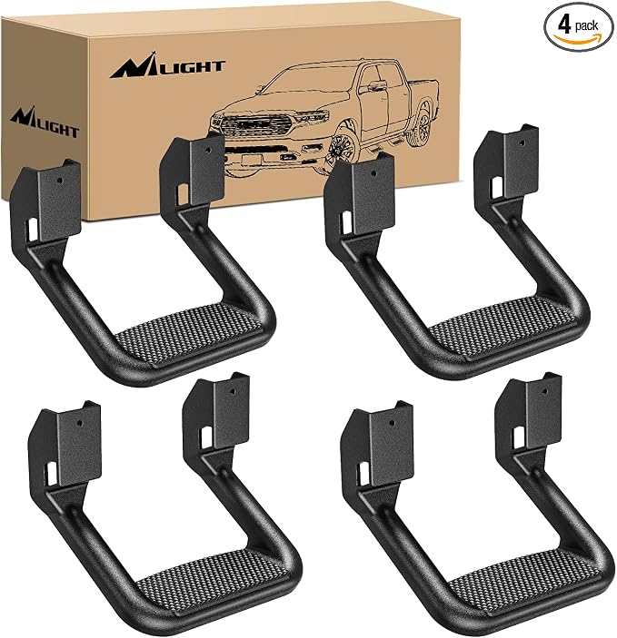 Nilight Universal Side Step Slip-Proof Aluminum Side Hoop Steps Nerf Bars by Nilight