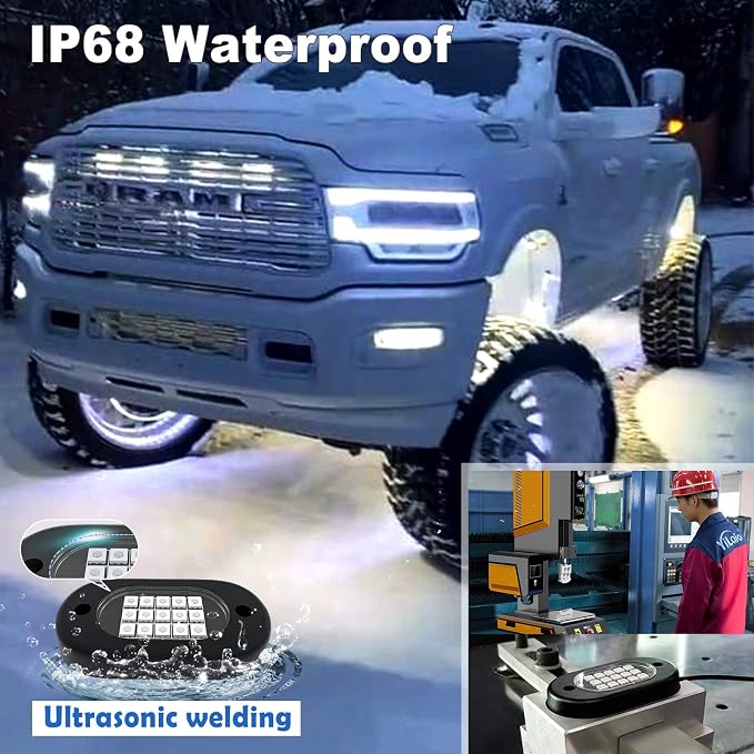 YiLaie RGB LED Rock Lights, 60 LEDs High Brightness Multifunction Neon - Image 3