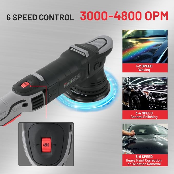 ZKH Buffer Polisher, 6 Inch Car Buffers and Polishers Kit, 21mm Orbit Dual - Image 5