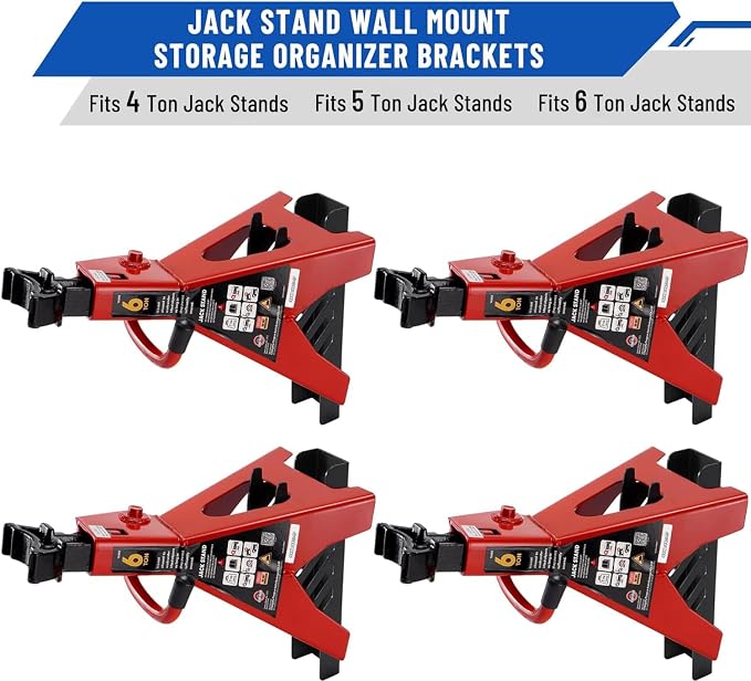 4 Packs Jack Stand Holder Wall Mount Organizer Bracket Rack Fits 4 & 5 & 6 Ton - Image 4