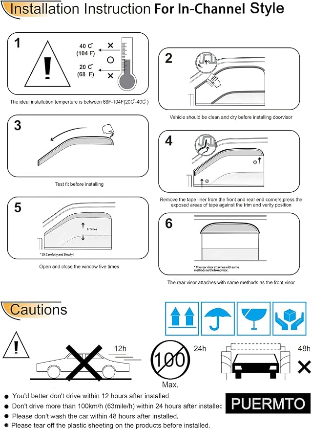 Side Window Visor Vent Wind Deflector fit - Image 6