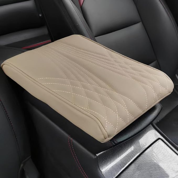Leather Car Armrest Box Mat by Unknown
