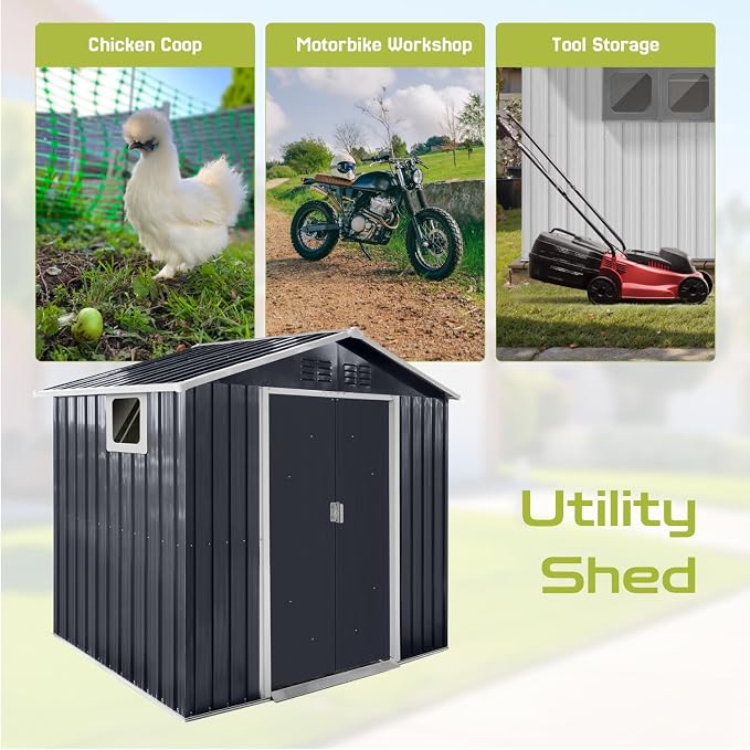 7x4.3 Ft Outdoor Storage Shed, Heavy-Duty Metal Shed - Image 3