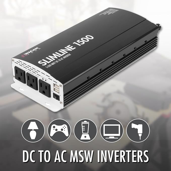 Wagan EL3720 1000W Slimline Plus AC to DC Power Inverter 1000 Watt TrueRated - Image 4