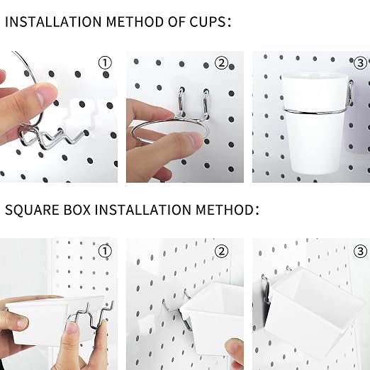 6 Sets Pegboard Bins Cups with Hooks Loops, Pegboard Hooks Assortment, Hooks - Image 6