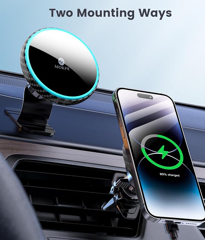 MOKPR for Magsafe Car Mount Charger-15W Wireless Car Charger-Magnetic Car Phone - Image 2