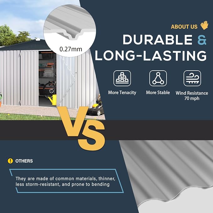 U-MAX 10x14 Shed, 14x10 Metal Outdoor Storage Shed, Large Outside Storage - Image 3