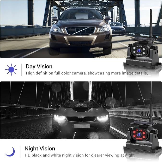 Hikity Wireless Backup Camera Solar Magnetic WiFi, HD 1080P Rechargeable Rear - Image 5