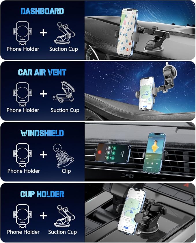 Wireless Car Charger, Fast Charging Phone Holder 3 in 1 Phone Mount Auto - Image 3