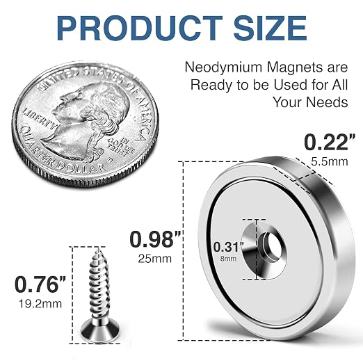 MIKEDE 10 Pack Strong Neodymium Cup Magnets, 70Lbs+ Holding Force Heavy Duty - Image 2