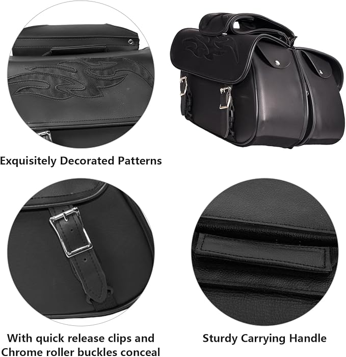 GARGOYLE BELLS Motorcycle Saddle Bags Leather Motorcycle Luggage Bag - Image 4
