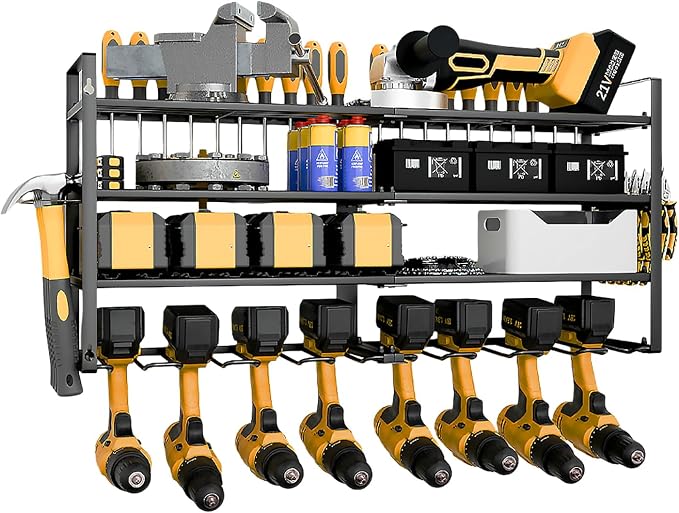 Wall Mount Power Tool Organizer, 4 Layer 8 Drill Hangers Storage Rack, Tool by Tagzilo