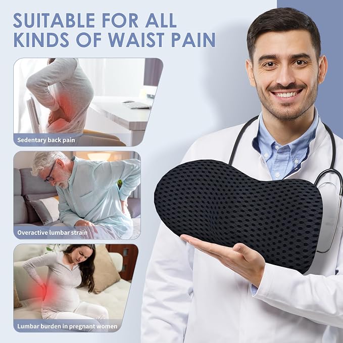 Lumbar Support Pillow Ergonomic Memory Foam Lumbar Pillow, Relieve Back Pain - Image 4